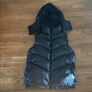Athleta Shiny Black Hooded Vest